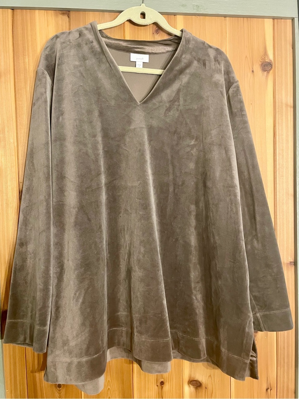 J. Jill V-Neck Velour Tunic Pull-over Top